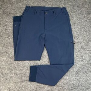 Mack Weldon Pants Mens Medium Radius Flex Jogger Navy Blue Stretch Zip Pockets